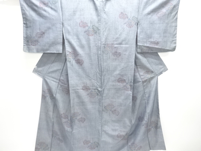 JAPANESE KIMONO / ANTIQUE KIMONO / SILK / TSUMUGI / WOVEN FLOWER